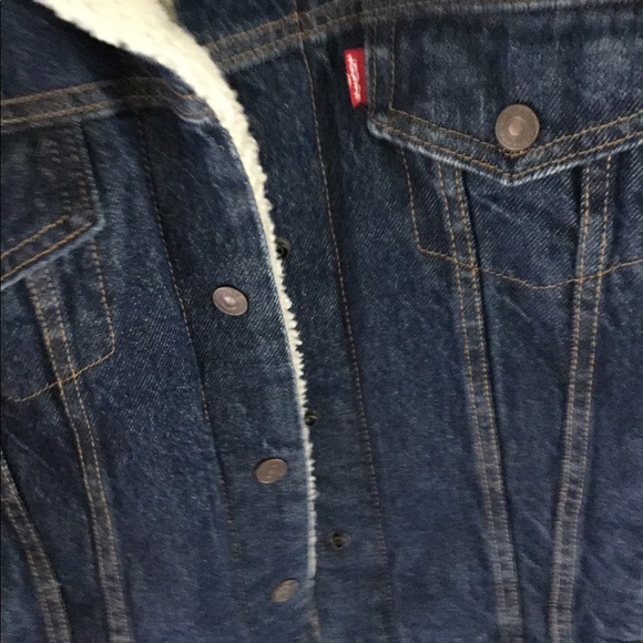 Levi’s denim Sherpa biker jacket size medium - Picture 2 of 5